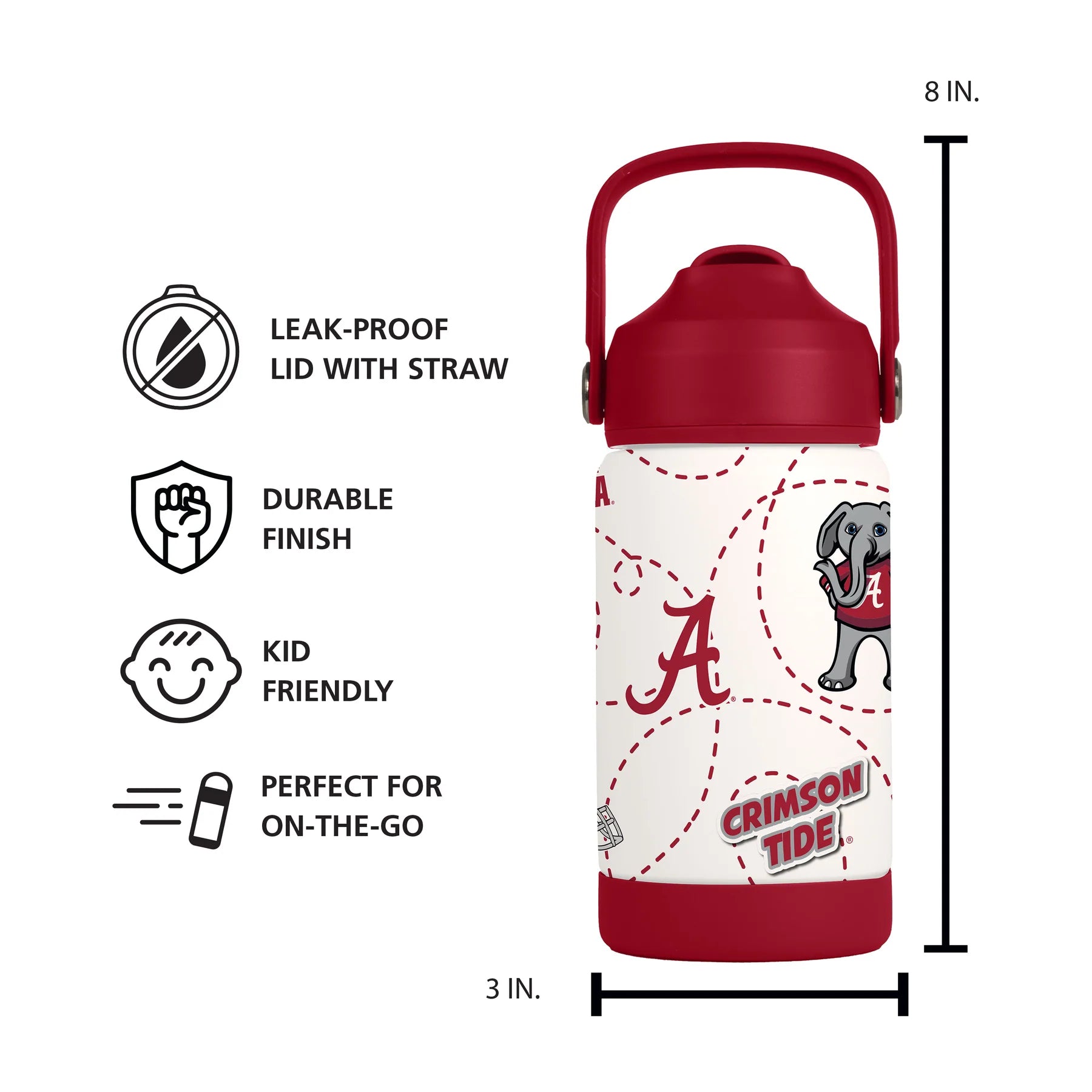 Alabama Crimson Tide - NCAA Mascot 12oz SS Kids Bottle