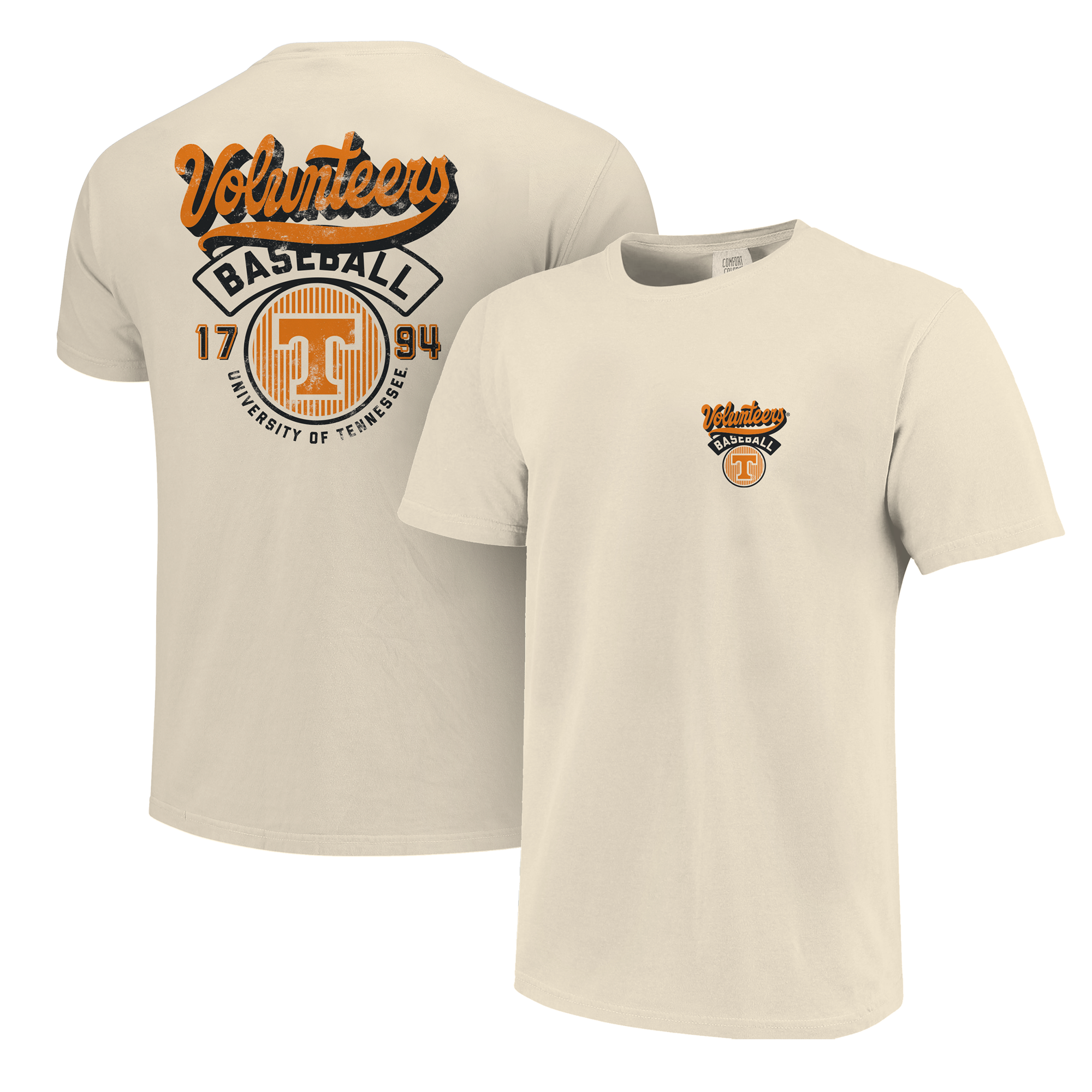 Tennessee Volunteers - NCAA Modern Script Stripes Comfort Color Short Sleeve T-shirt