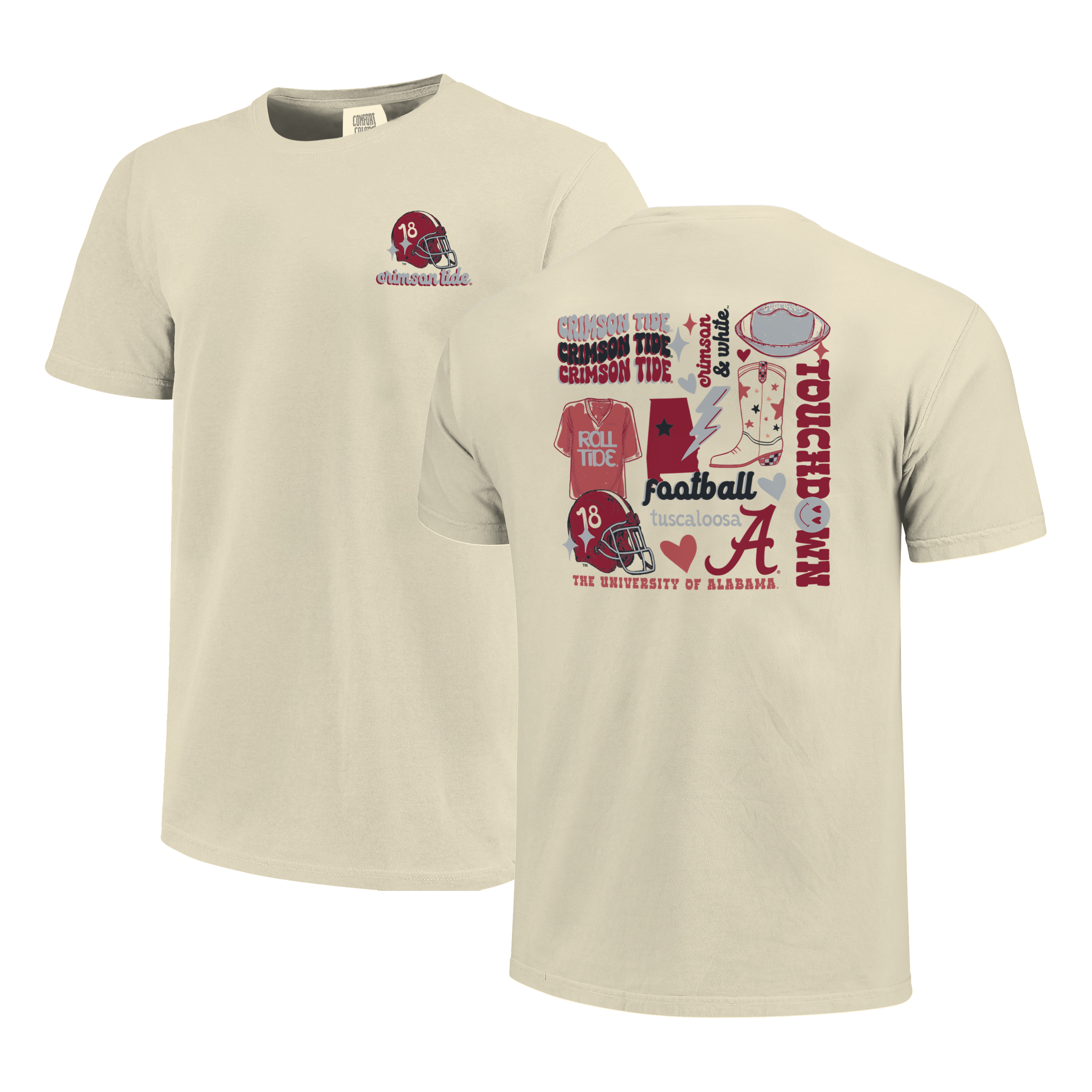 Alabama Crimson Tide - NCAA Football Season Comfort Color Short Sleeve T-Shirt