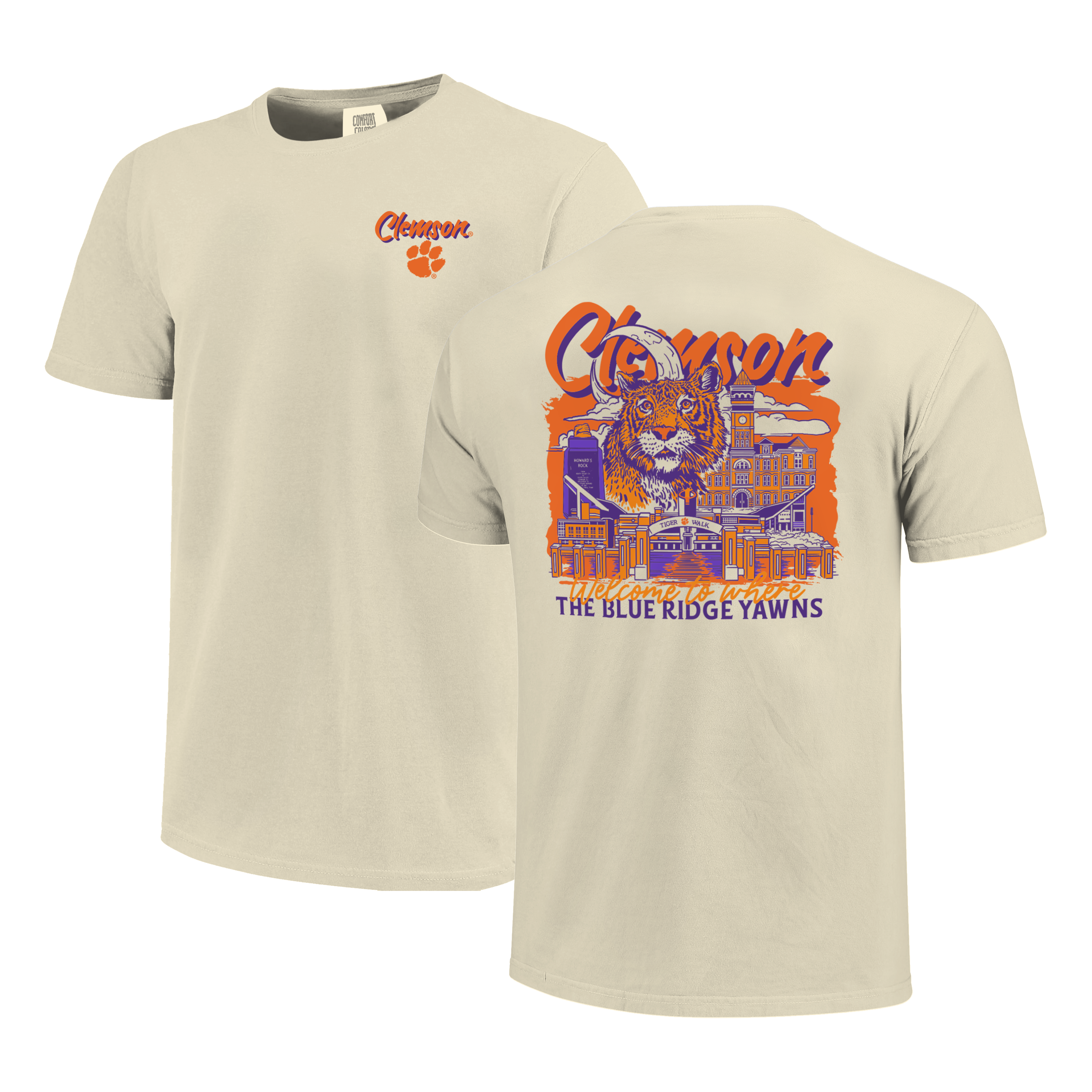 Clemson Tigers - NCAA Hand Drawn Campus Stack Comfort Color T-Shirt