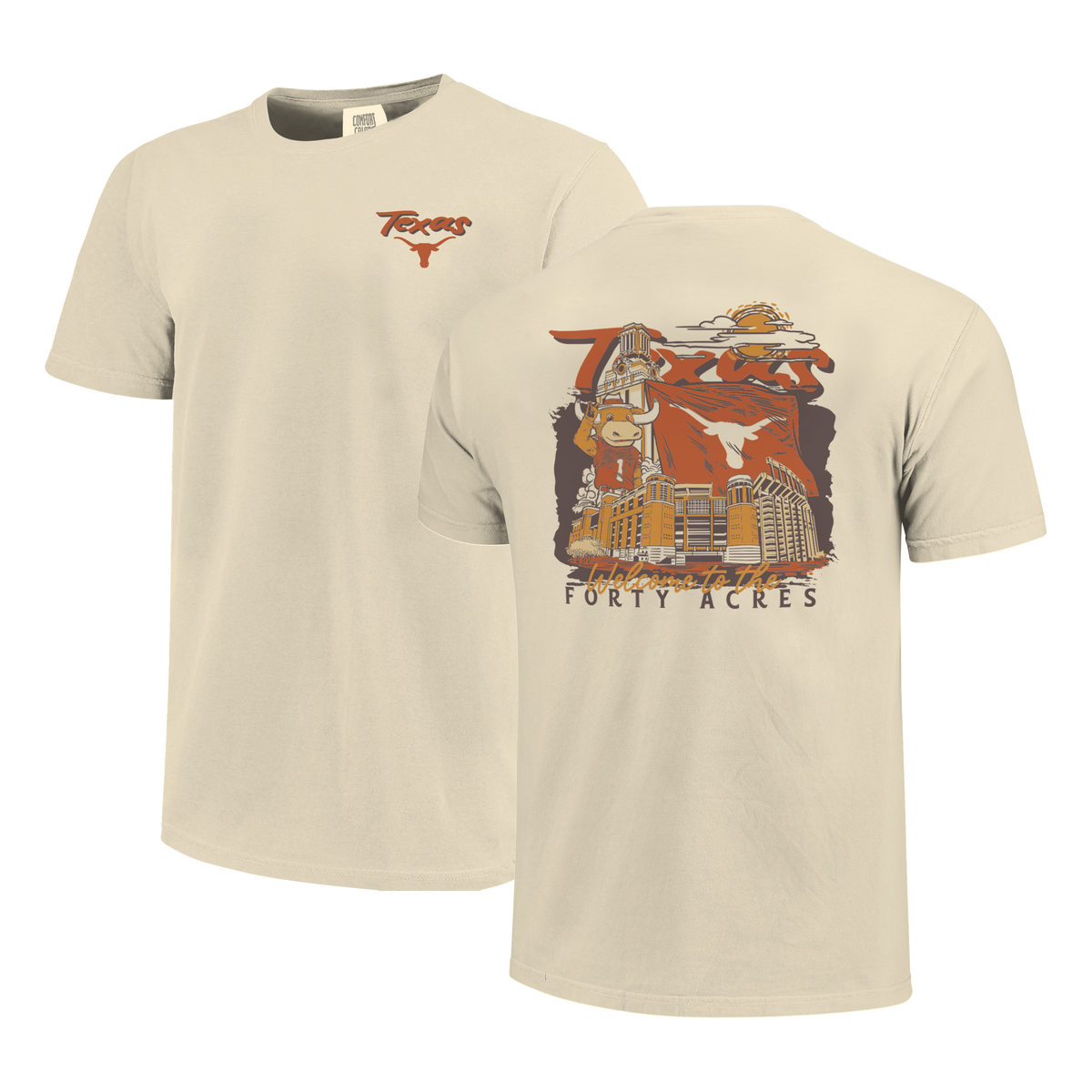 Texas Longhorns - NCAA Hand Drawn Campus Stack Comfort Color T-Shirt