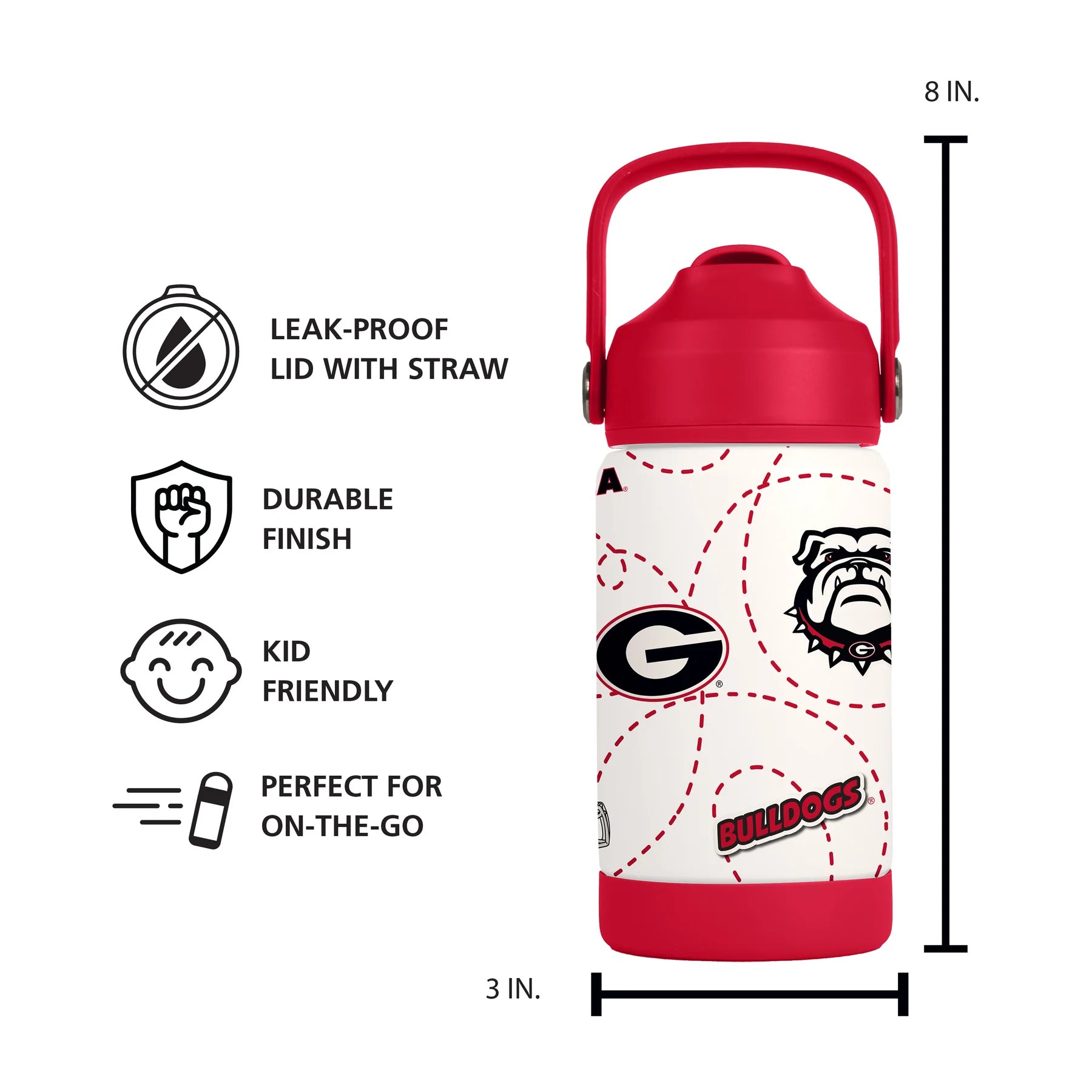 Georgia Bulldogs - NCAA Mascot 12oz SS Kids Bottle
