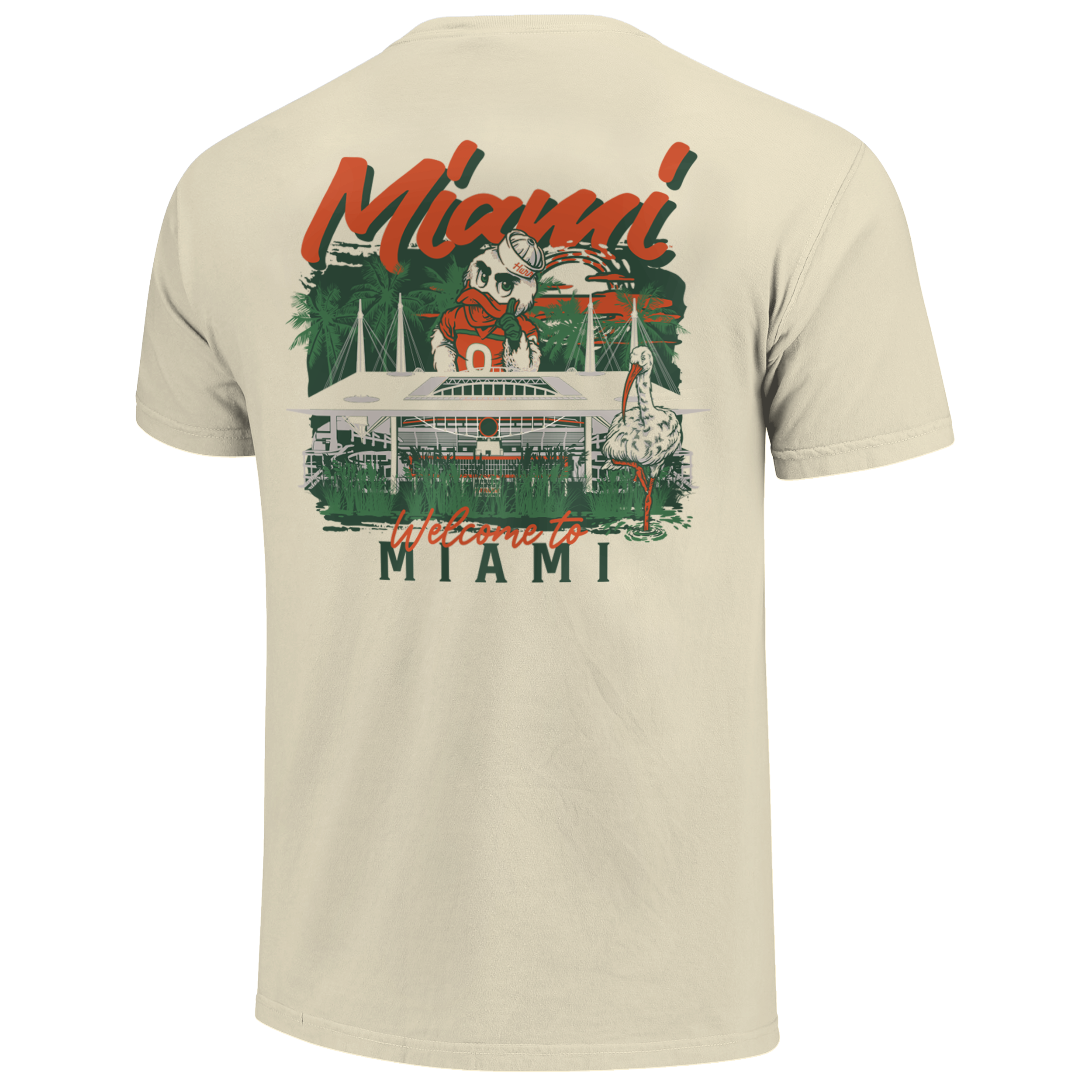 Miami Hurricanes - Football Hand Drawn Campus Stack T-Shirt