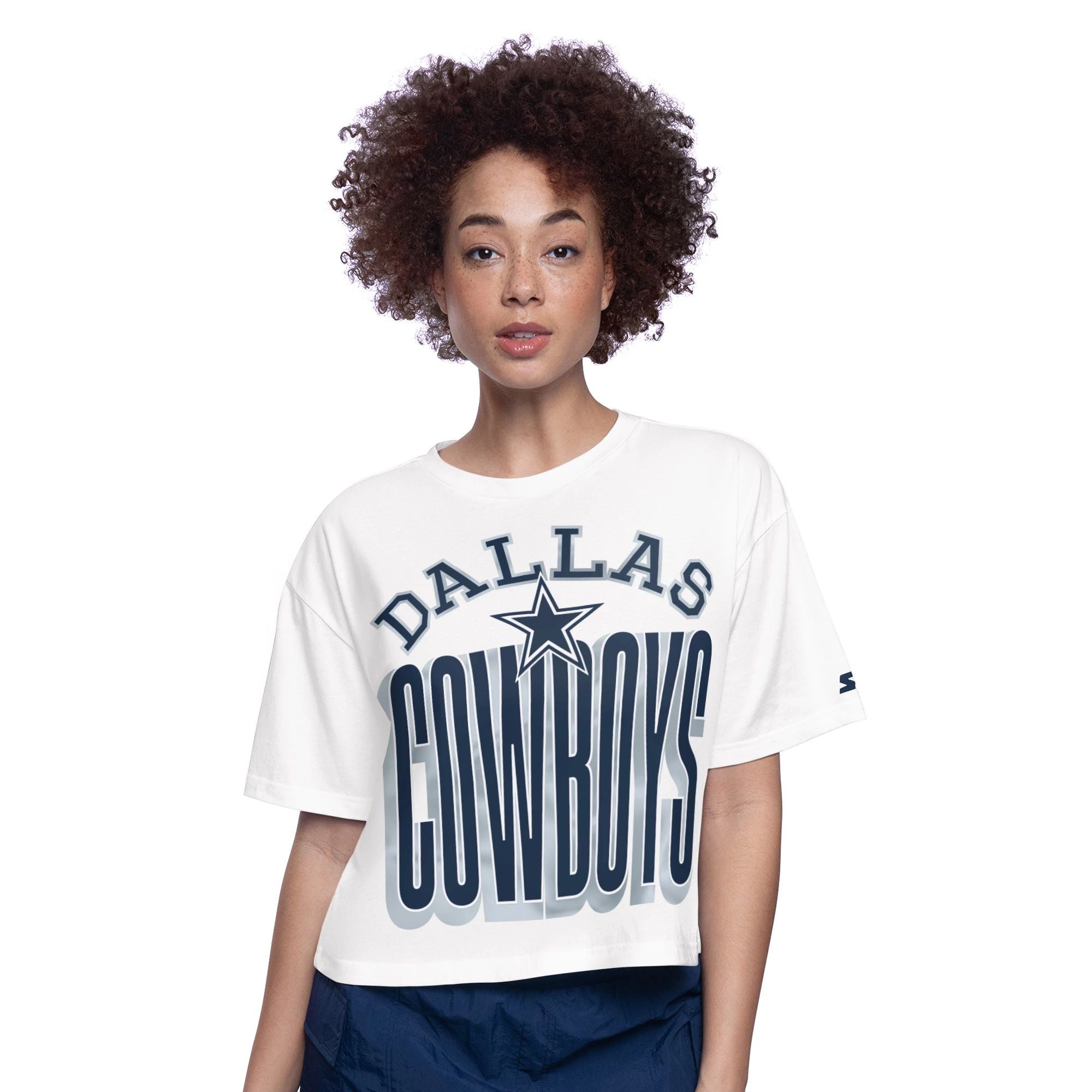 Dallas Cowboys - Play The Ball White Crop Tee T-Shirt