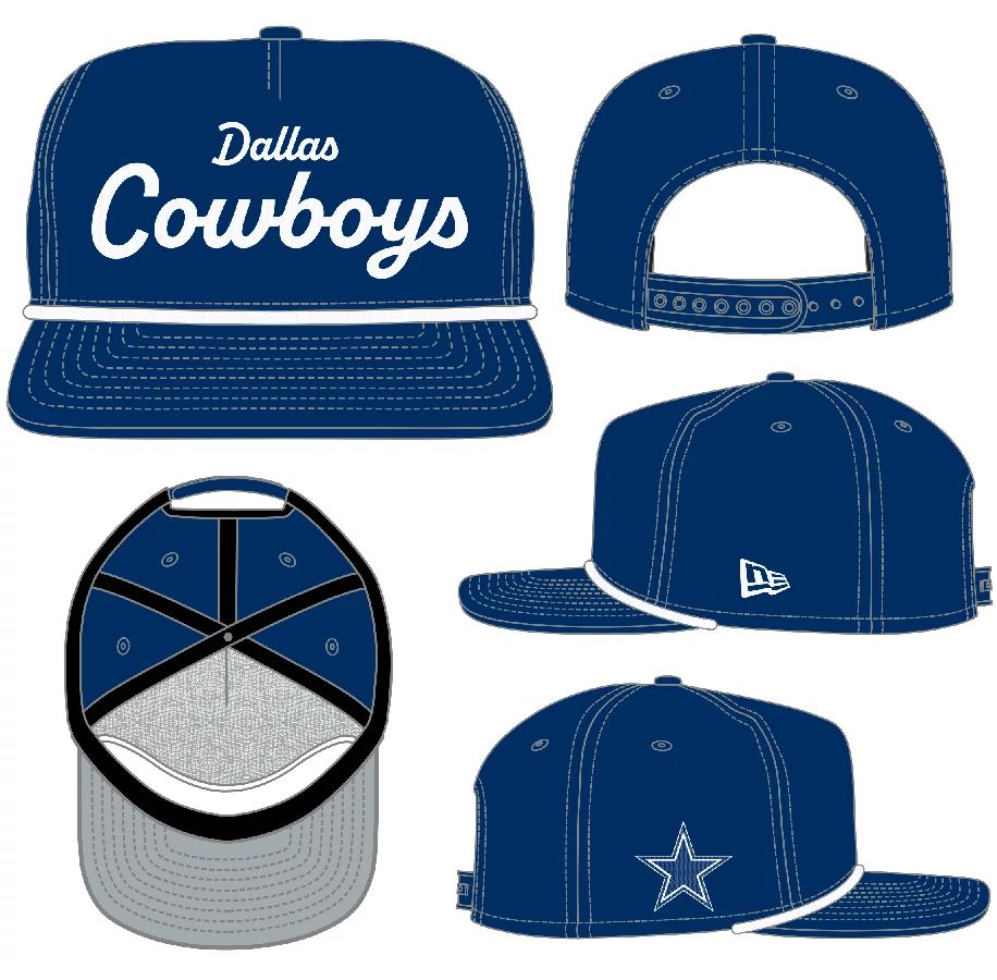 Dallas Cowboys - Golfer Team Text Dalcow Adjustable Navy Hat