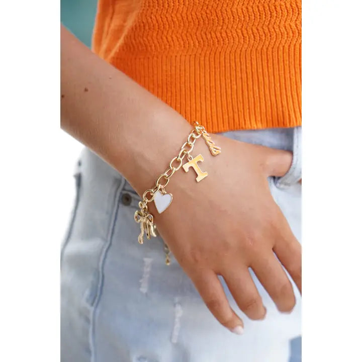 Tennessee Volunteers - Enamel Icons Charm Bracelet in Shiny Gold