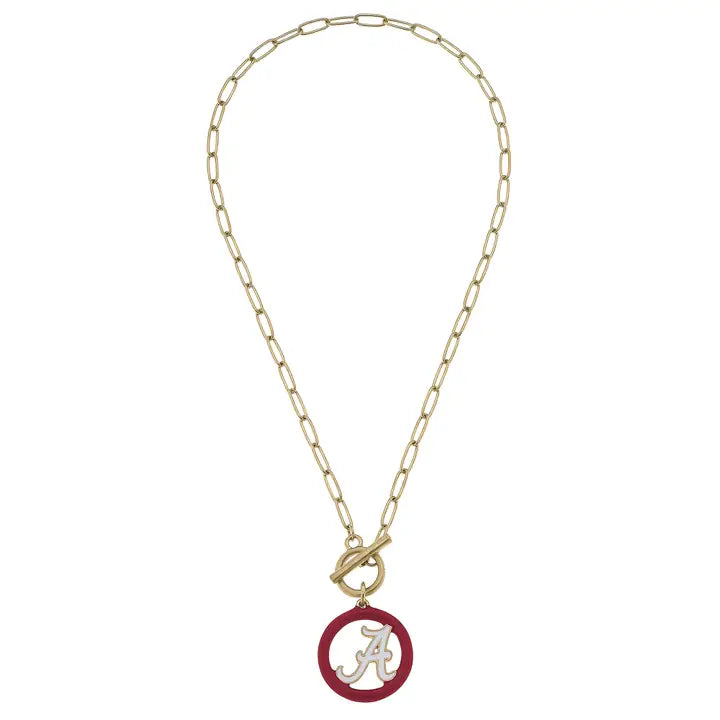 Alabama Crimson Tide - NCAA Logo Enamel T-Bar Necklace