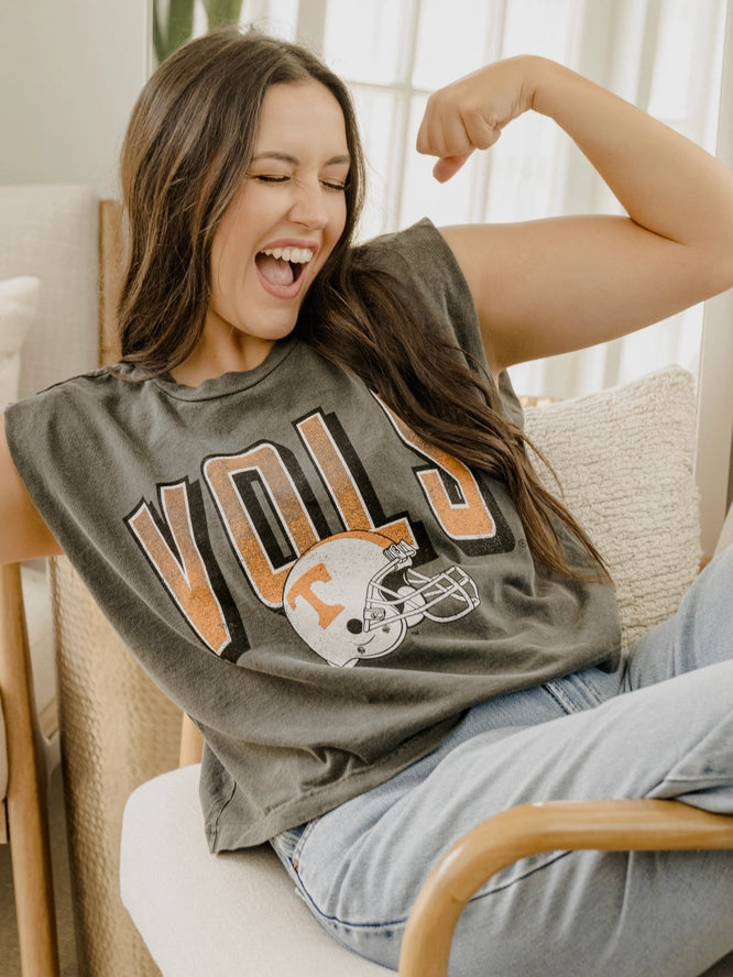 Tennessee Volunteers - Helmet Fade Charcoal Tank Top