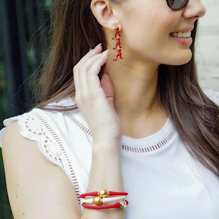 Alabama Crimson Tide - NCAA Triple Drop Enamel in Crimson Earrings