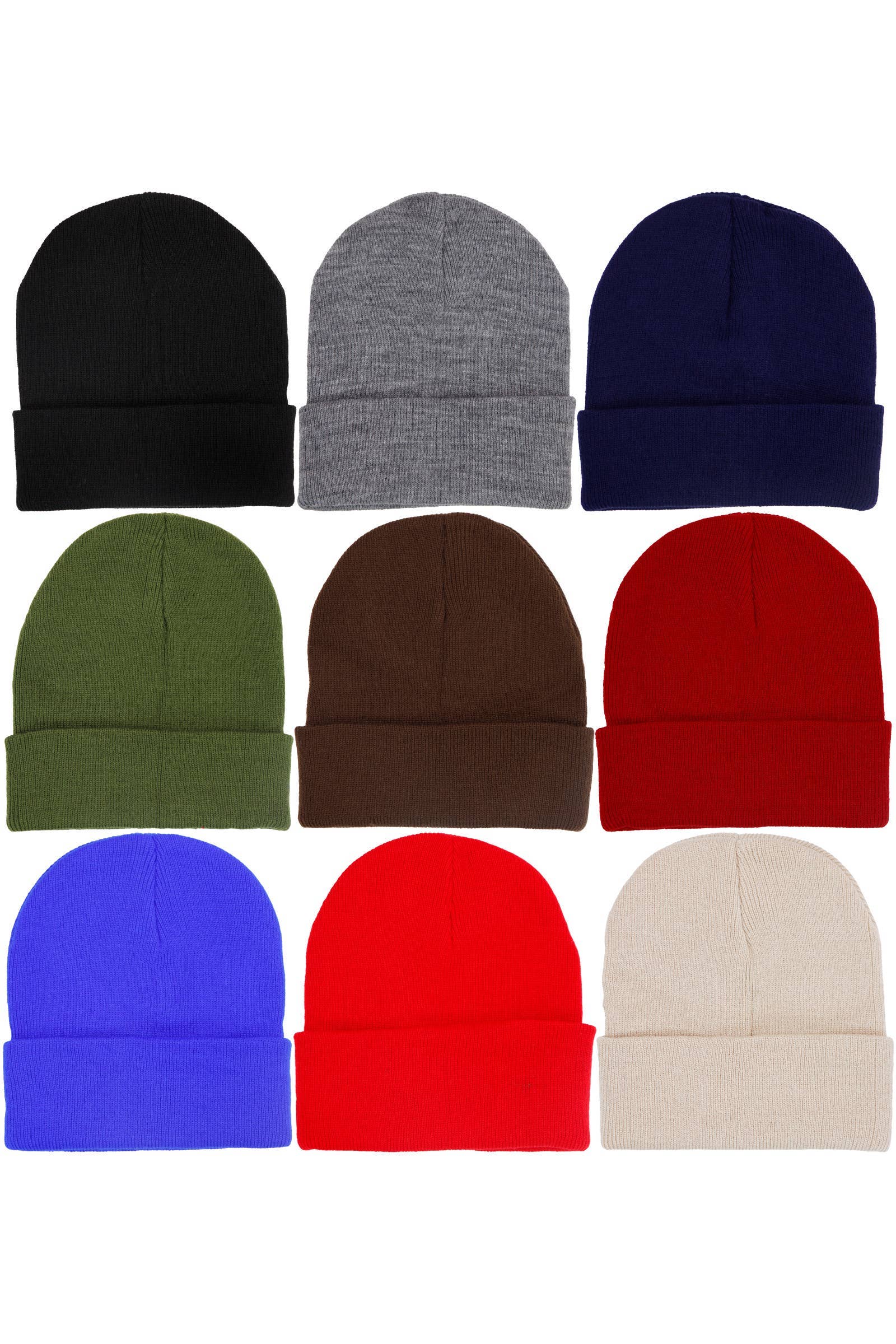 Adults Classic Solid Acrylic Cuffed Beanie