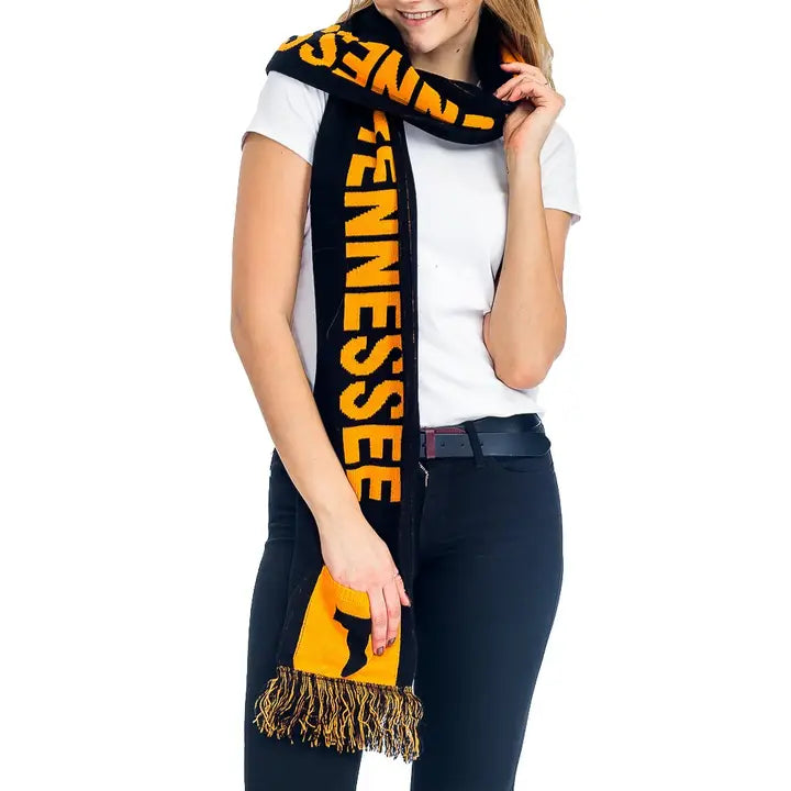 Tennessee Hooded and Fringed Winter Scarf with Pockets
