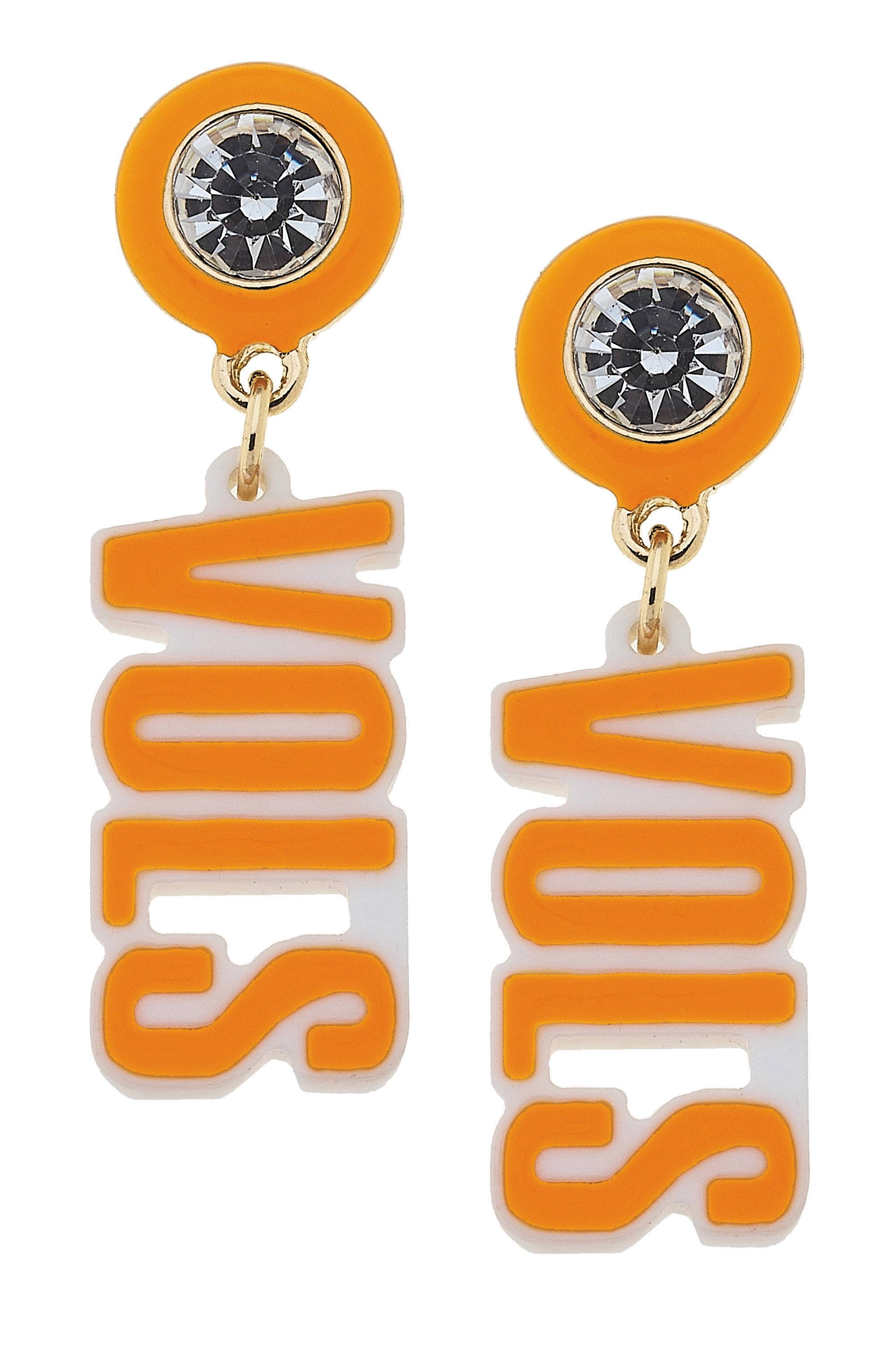 Tennessee Volunteers - Resin Block Letter in Orange Earrings