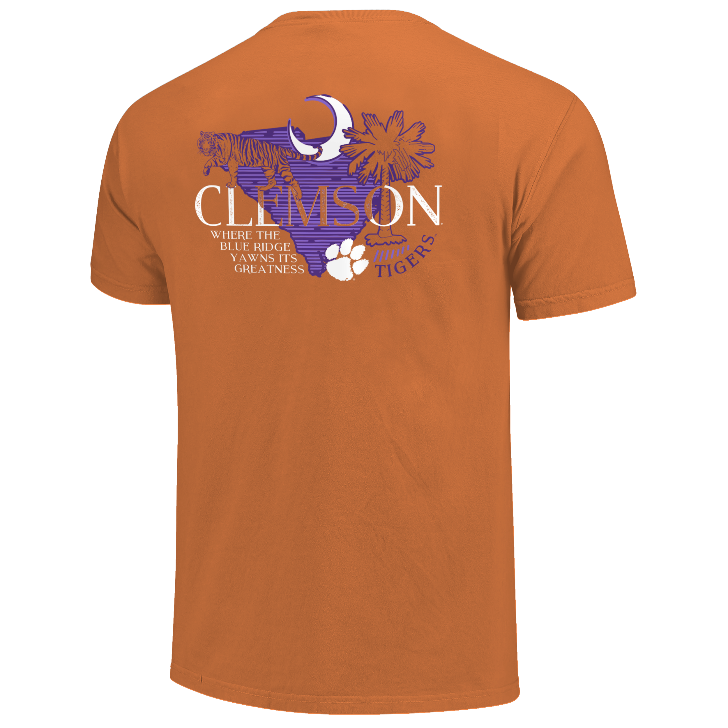 Clemson Tigers - NCAA Lined State & School Elements Comfort Color T-Shirt
