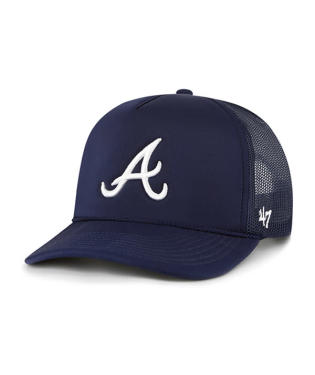 Men's 47 Brand Atlanta Braves MLB Foam Mesh Trucker Snapback Baseball Cap: Size: Adjustable Navy Blue