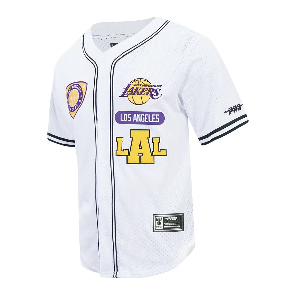 Los Angeles Lakers - NBA Letterman Men's Mesh Button Down Shirt