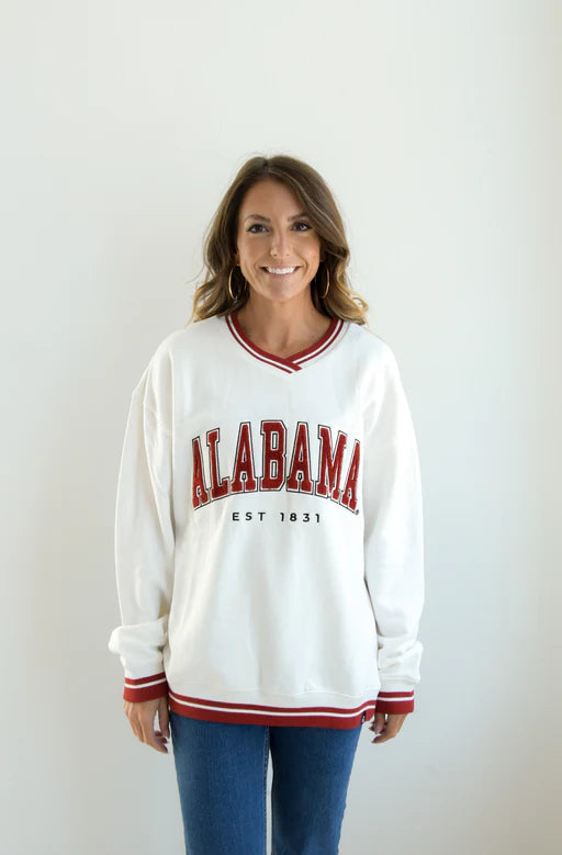 Alabama Crimson Tide - NCAA Allen Chenille Varsity V-neck Long Sleeve