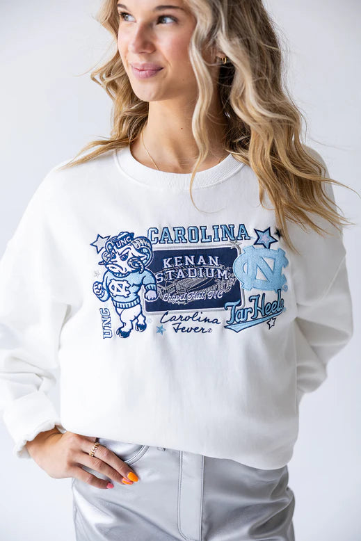 North Carolina Tar Heels - NCAA Layer Patch Lantern Sleeve Crew Women's Long Sleeve