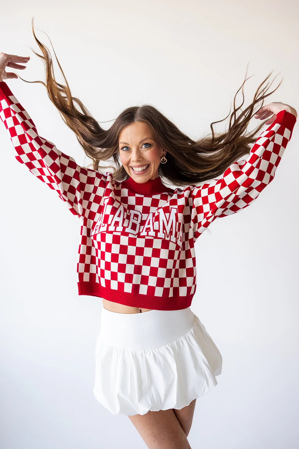 Alabama Crimson Tide - NCAA Checkerboard Cropped Crew-Neck Sweater