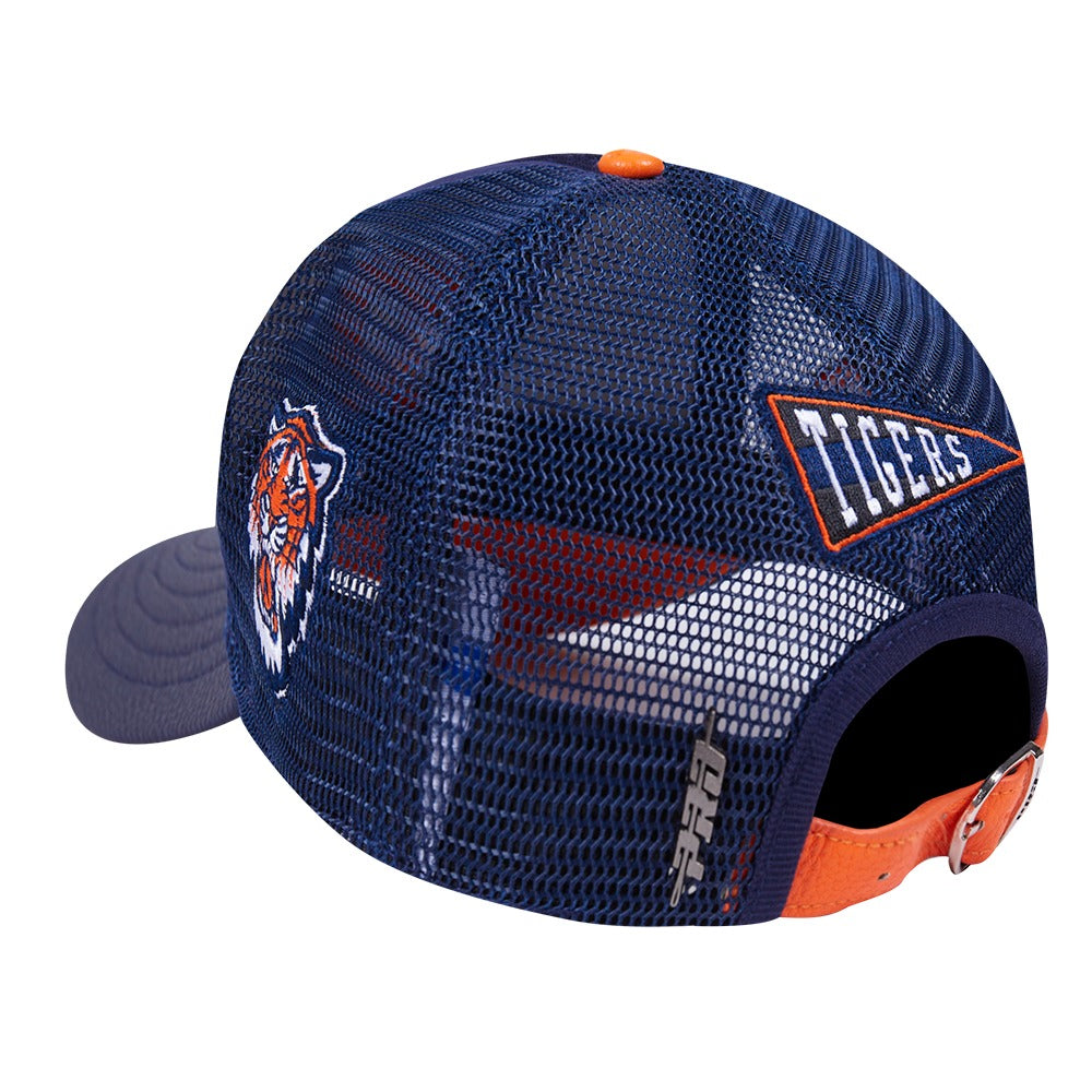Detroit Tigers - MLB Team Pennants M Pinch Front Trucker Leather Hat