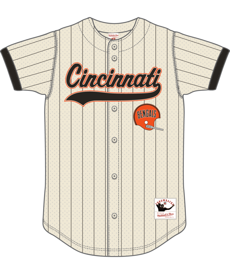 Cincinnati Bengals - NFL Cream Vintage Logo Full-Button Mesh Top Jersey