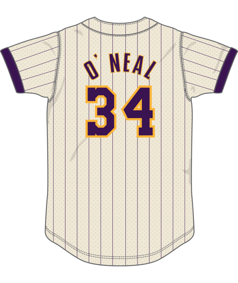 Los Angeles Lakers - NBA Shaquille O'Neal Cream Vintage Logo Full-Button Mesh Top Jersey