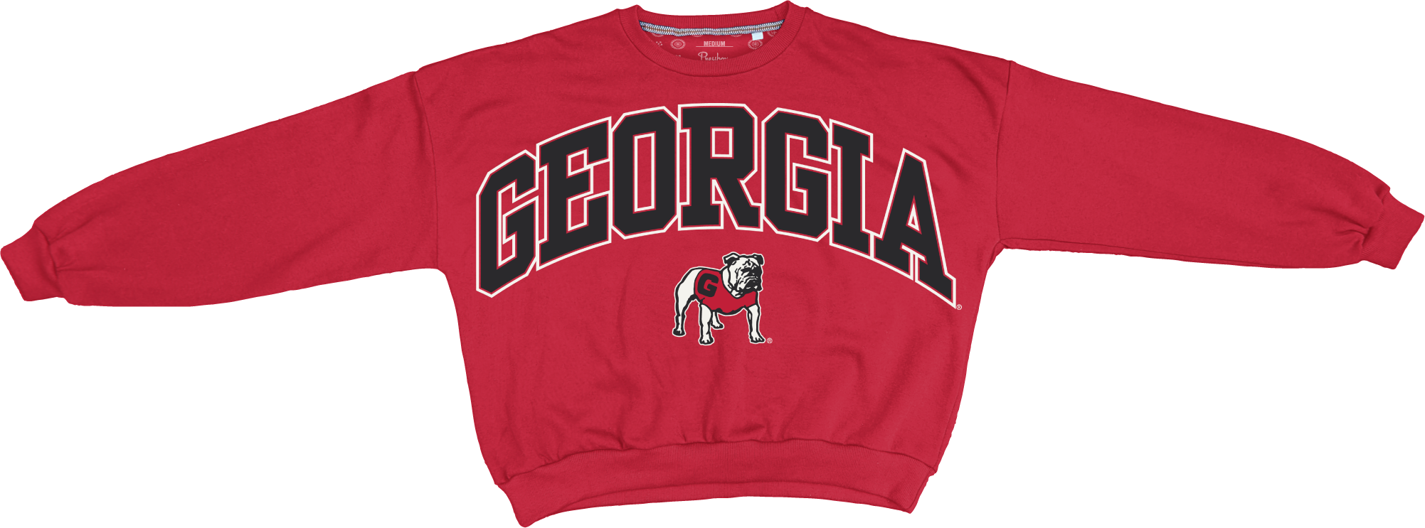 Georgia Bulldogs "Deep Basic Arch Logo Sweeper" - Long-Sleeve Crew-Neck Blousant Oversized Fleece