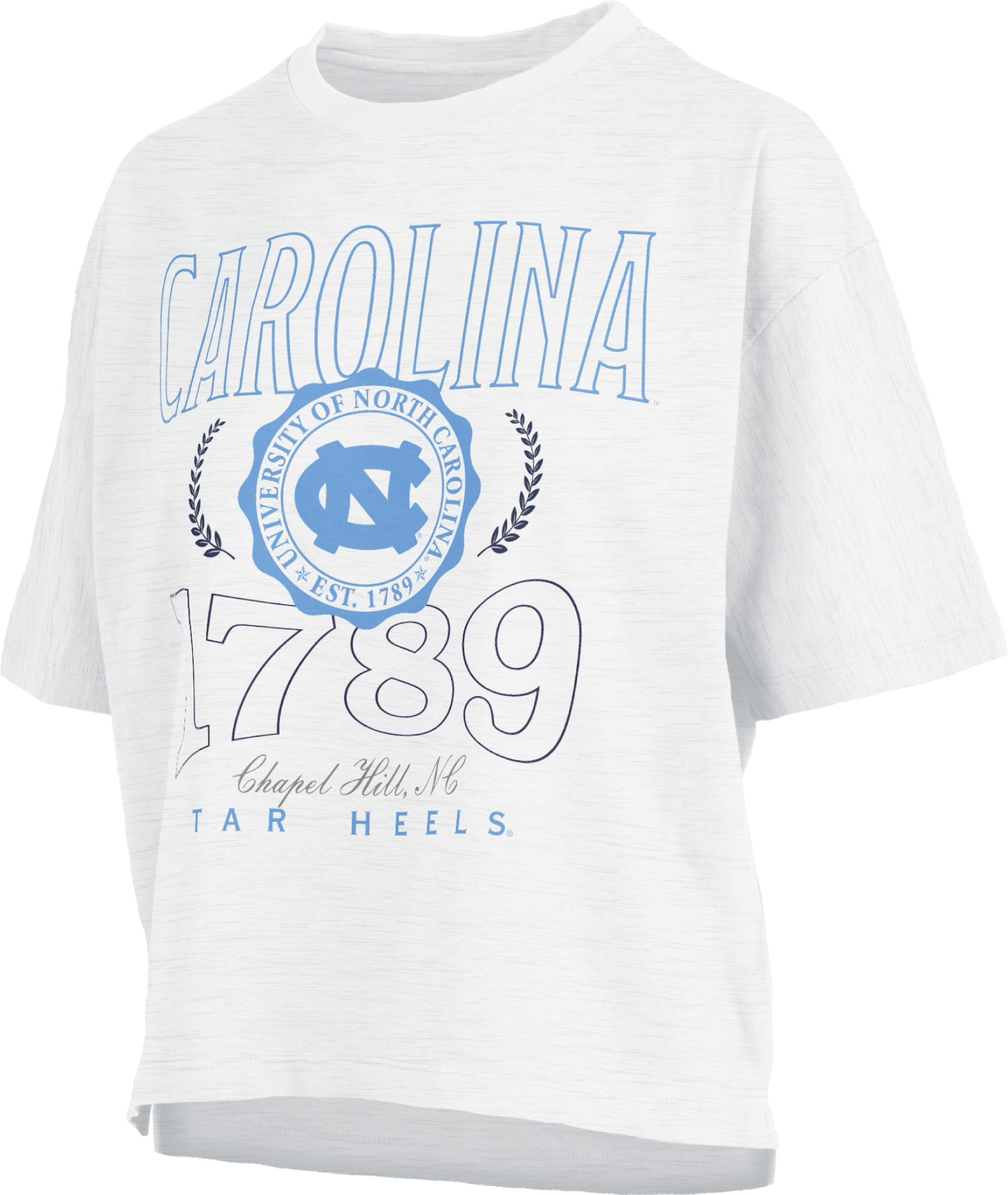 North Carolina Tar Heels "Clayton" - ShortSleeve Crew-Neck Waist-Length Oversized Slub Top
