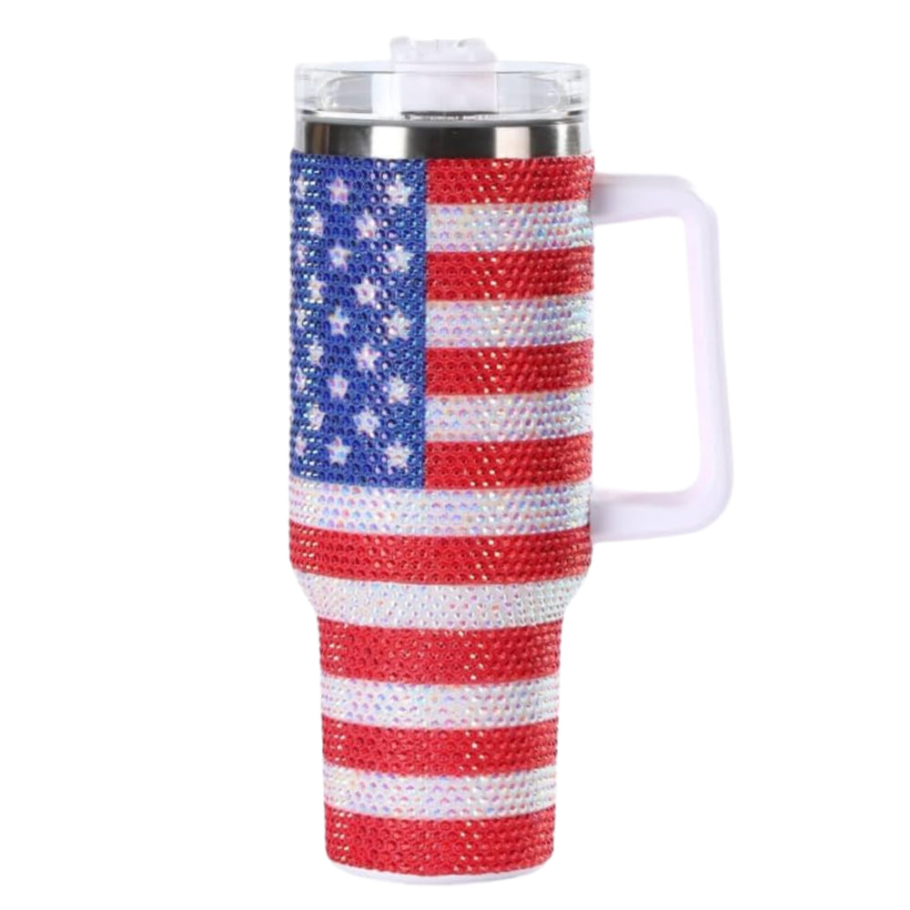 USA Flag 40oz Bling Colossal Tumbler