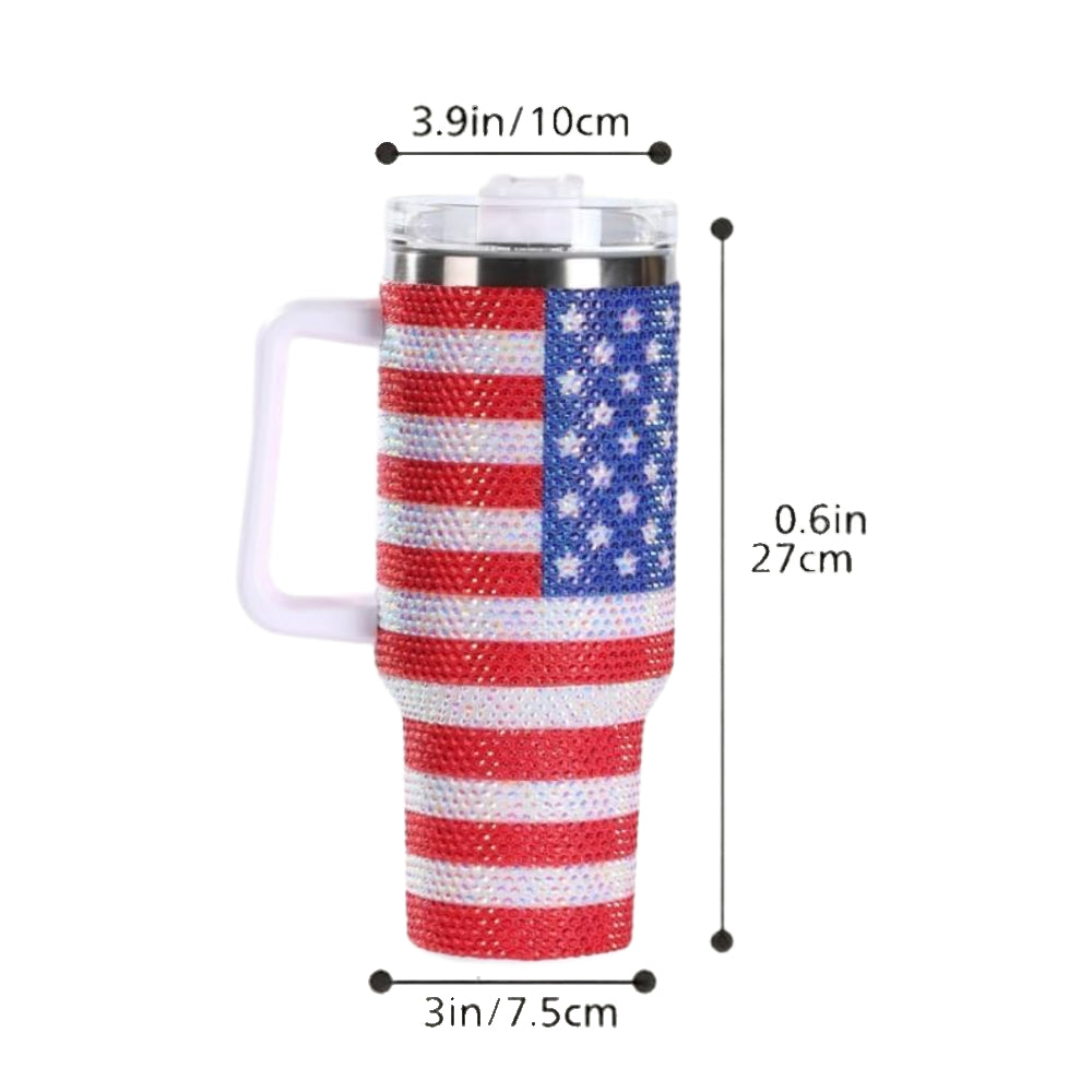 USA Flag 40oz Bling Colossal Tumbler