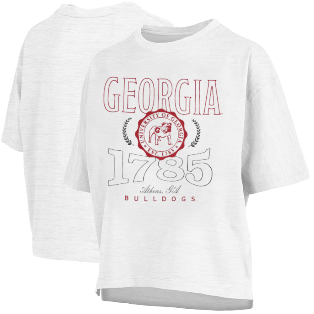 Georgia Bulldogs "Clayton" - Short-Sleeve Crew-Neck Waist-Length Oversized Slub Top
