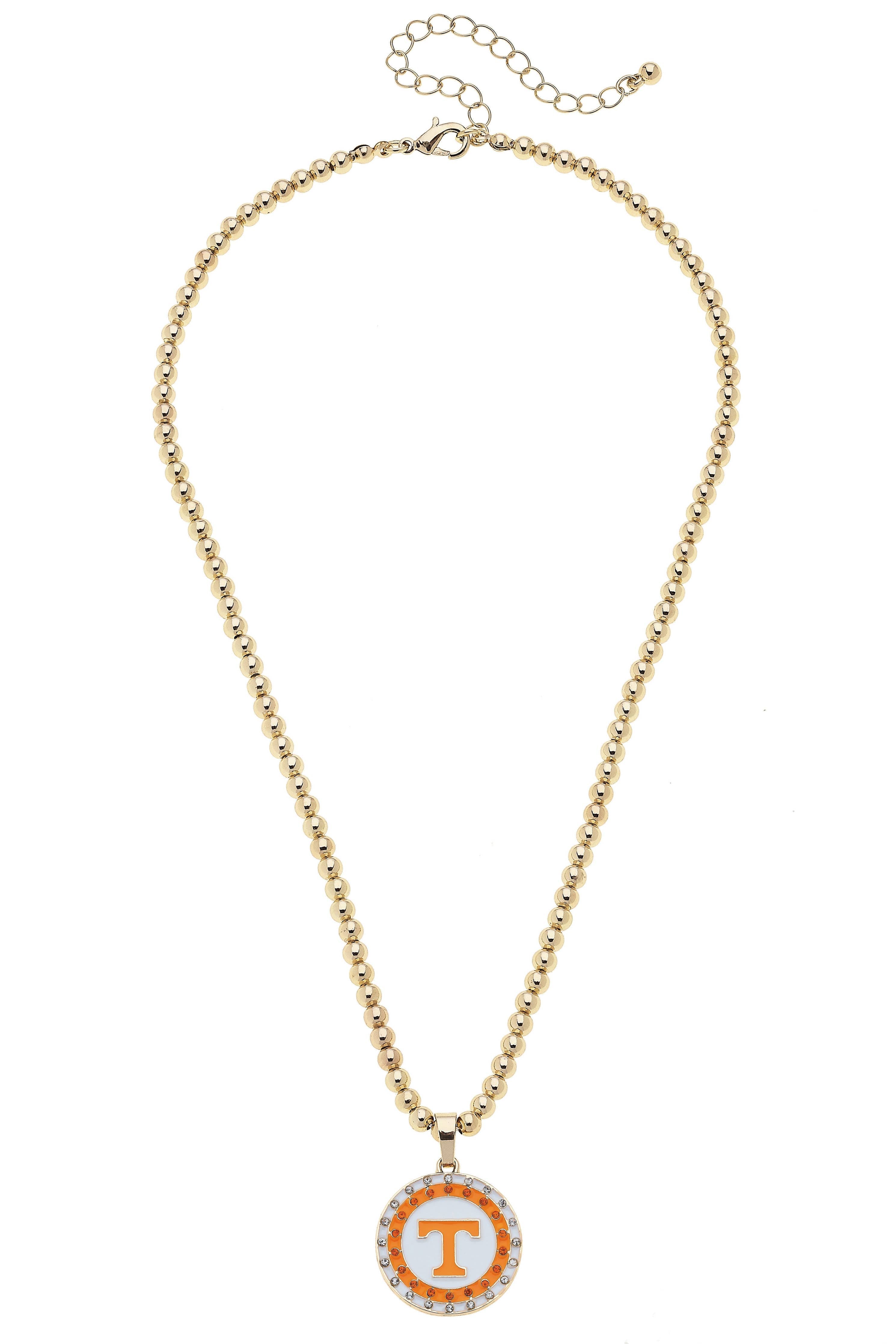 Tennessee Volunteers - Vols Pave Disc Necklace in Shiny Gold