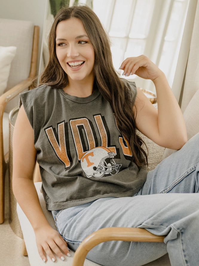 Tennessee Volunteers - Helmet Fade Charcoal Tank Top