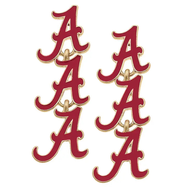 Alabama Crimson Tide - NCAA Triple Drop Enamel in Crimson Earrings