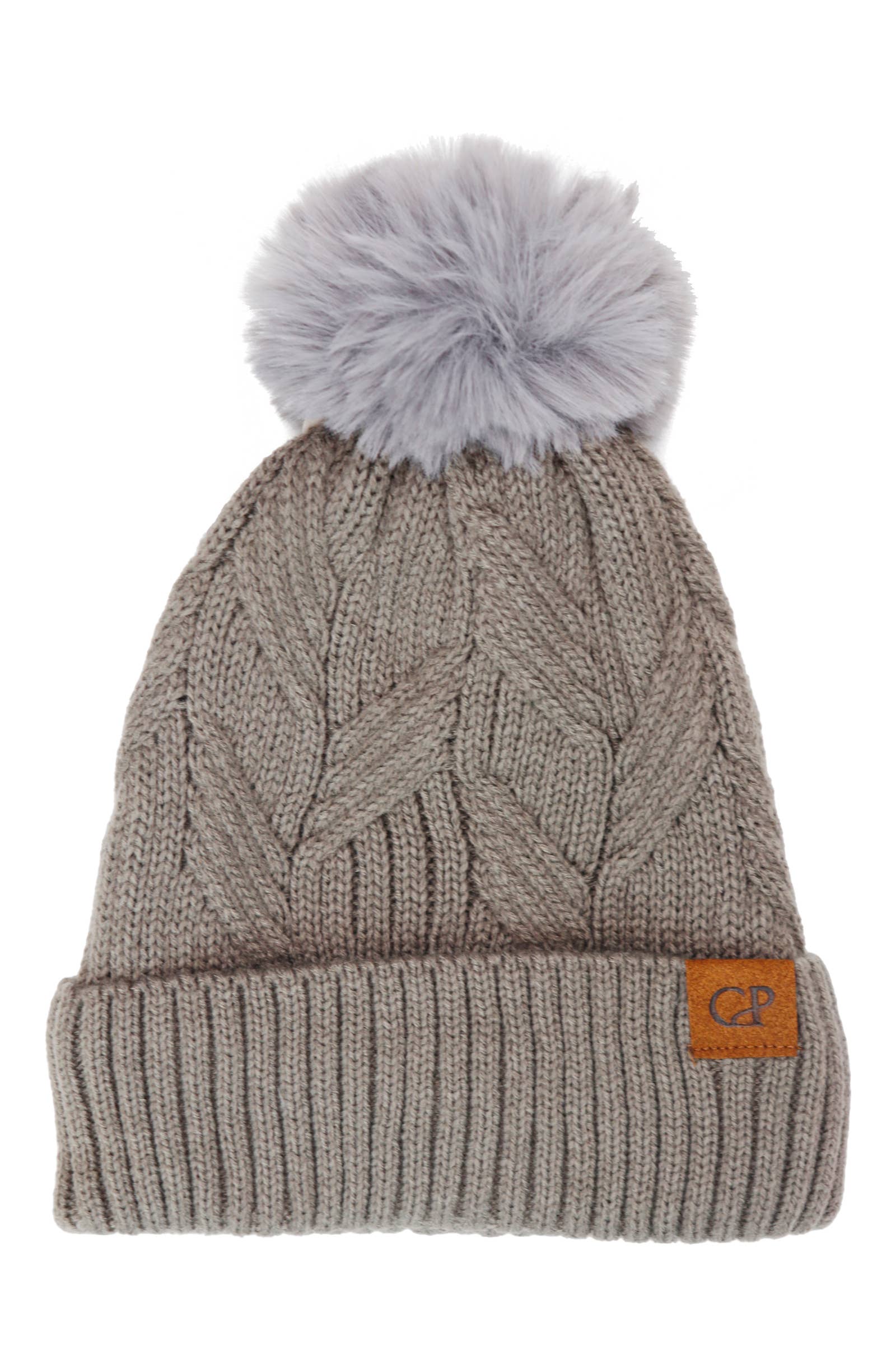 Coil Chevron Knitted Fleece Lined Beanie