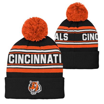 Cincinnati Bengals - NFL Jacquard Youth Cuffed Knit Beanie with Pom