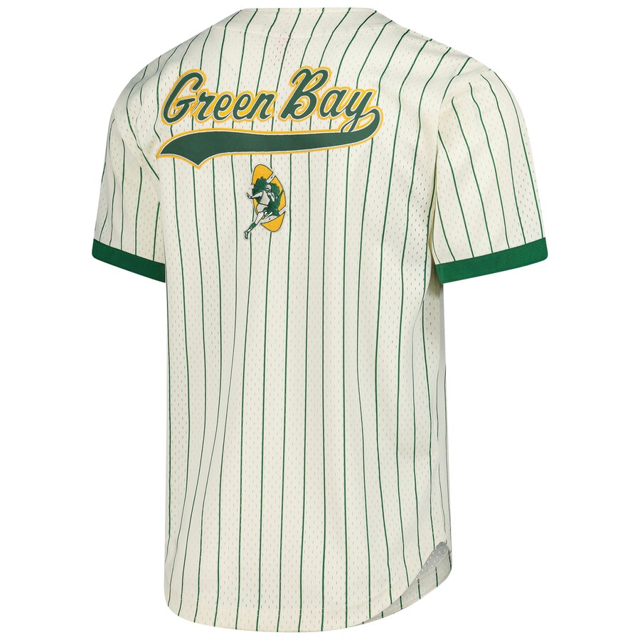 Green Bay Packers - Cream Vintage Logo Final Seconds Full-Button Mesh Top Jersey