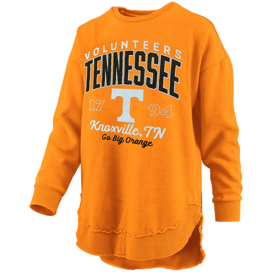 Tennessee Volunteers "Corvallis" - Crew-Neck Rounded-Bottom Hi-Lo Peached Fleece Long-Sleeve