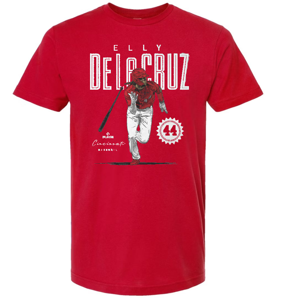 Cincinnati Reds - Retro WHT Elly De La Cruz #44 Heather Gray Adult T-shirt