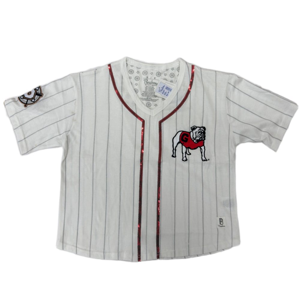 Georgia Bulldogs - "Spirit" Short Sleeve Vee-Neck Yarn-Dyed Waist-Length T-Shirt