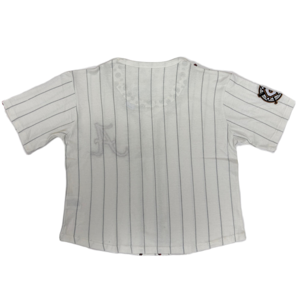 Alabama Crimson Tide - "Spirit" Short Sleeve Vee-Neck Yarn-Dyed Waist-Length T-Shirt