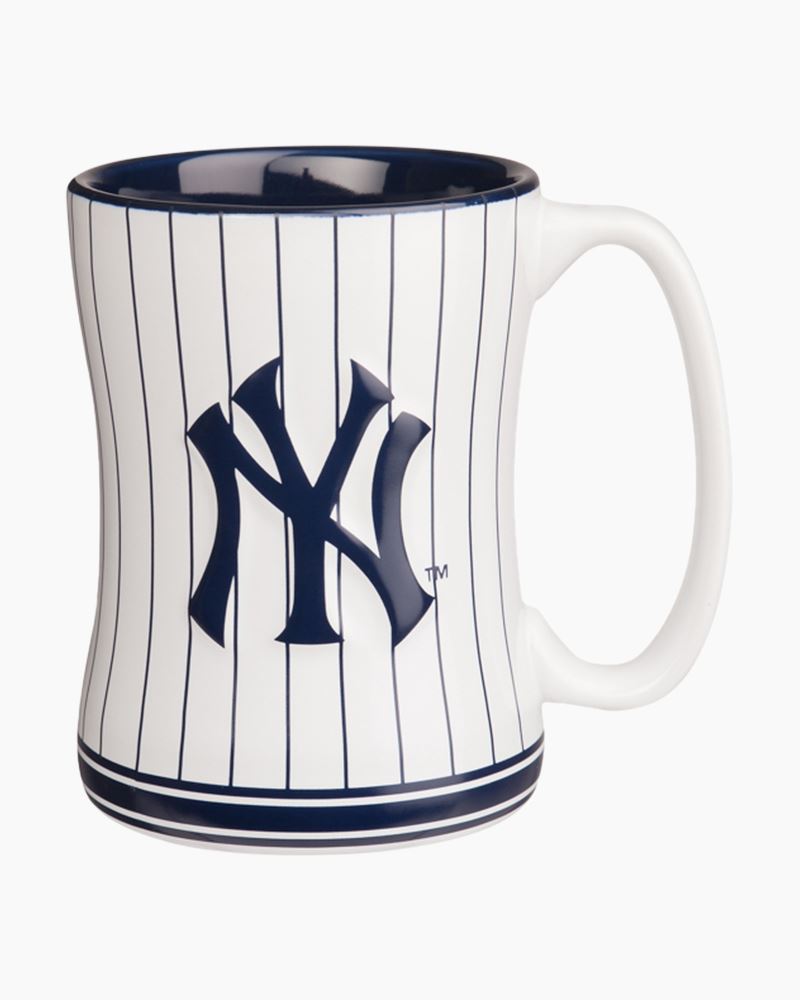 New York Yankees Coffee Mug 14oz Sculpted Relief Pinstripes Team Color -  Caseys Distributing