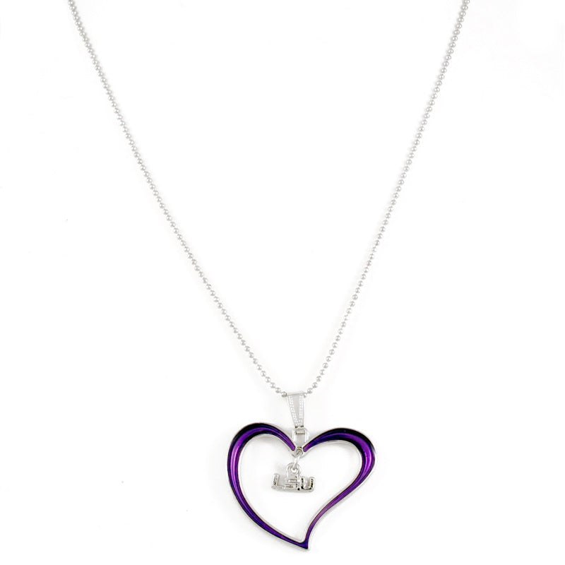 University of Louisiana State -LSU Tigers - Logo Heart Necklace