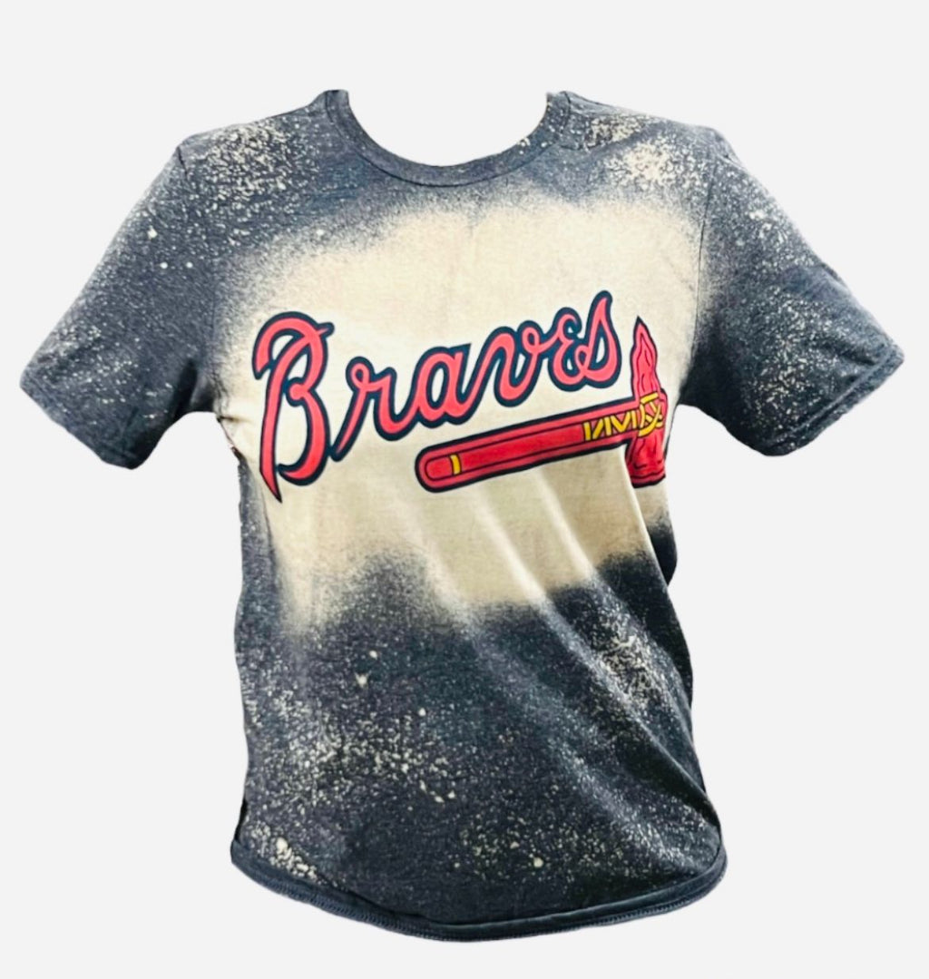 Simply Tees Atlanta Braves - Chop Navy Bleached T-Shirt | XXX-Large