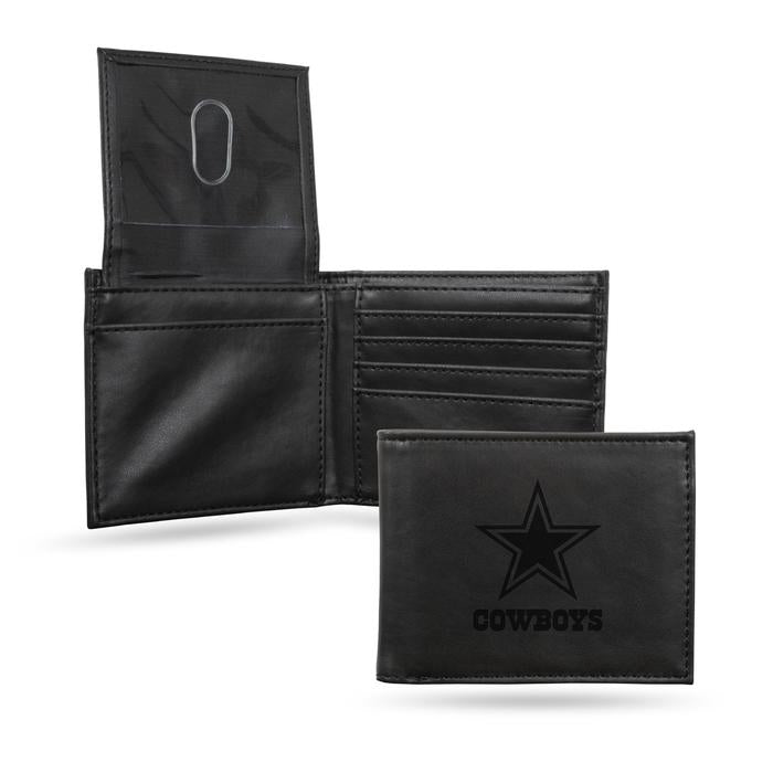 Dallas Cowboys Laser Engraved Black Billfold Wallet