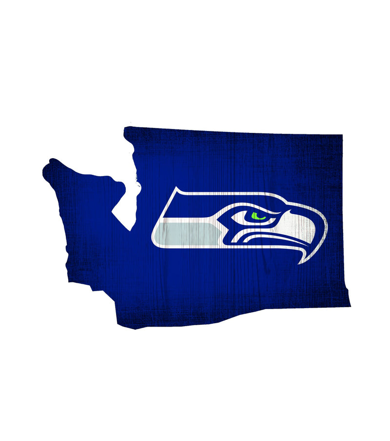 Seattle Seahawks - State Logo Design Wood Sign