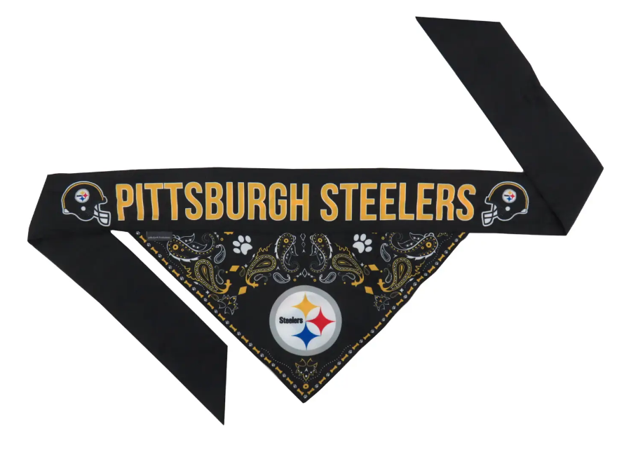 Pittsburgh Steelers Pet Reversible Paisley Bandana