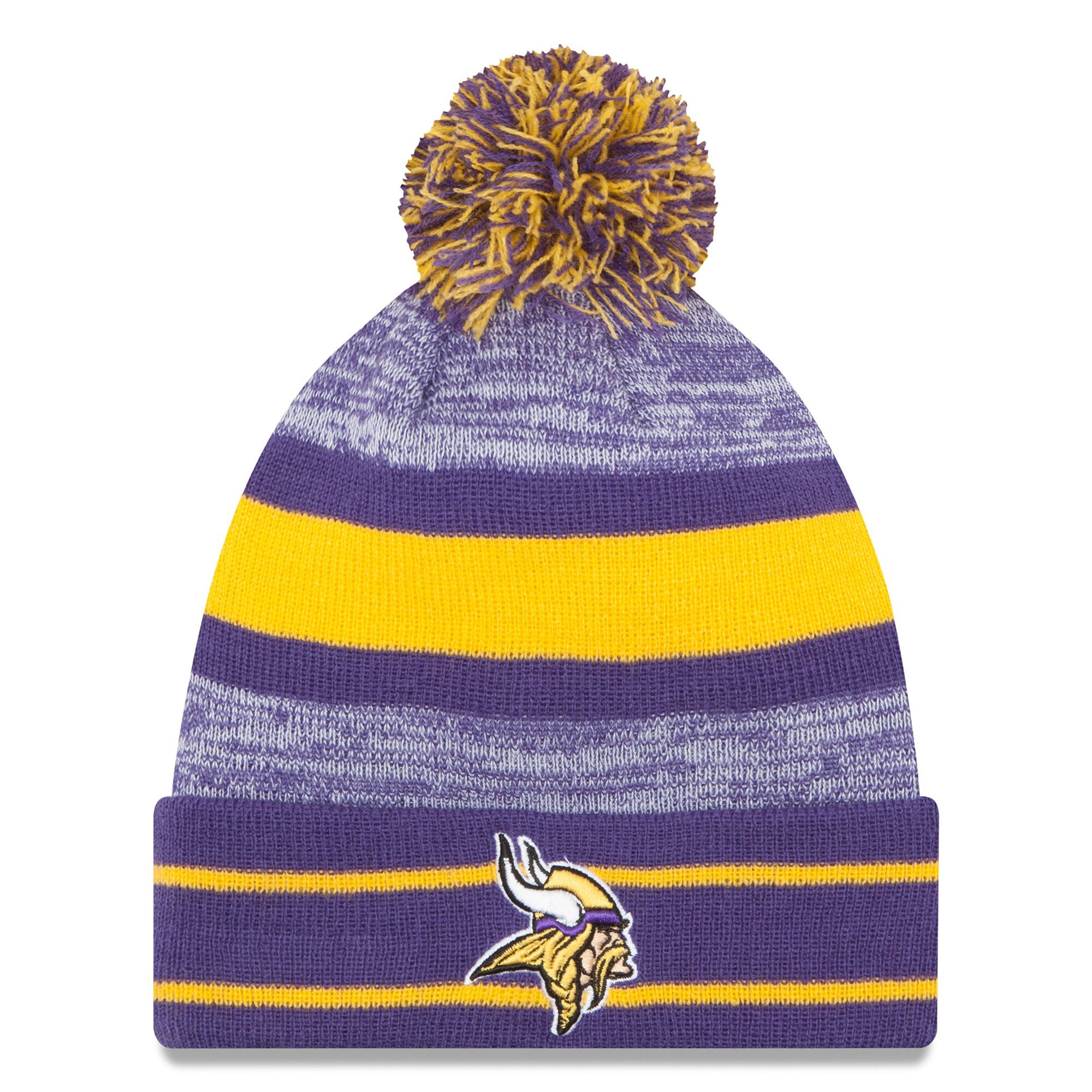 Minnesota Vikings Purple Team Logo Cuffed Knit Hat with Pom
