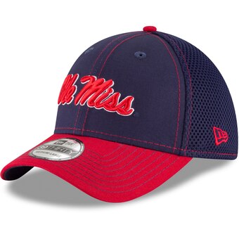 Ole Miss Rebels - Team Front Logo Neo Navy & Red 39Thirty Flex Hat, New Era