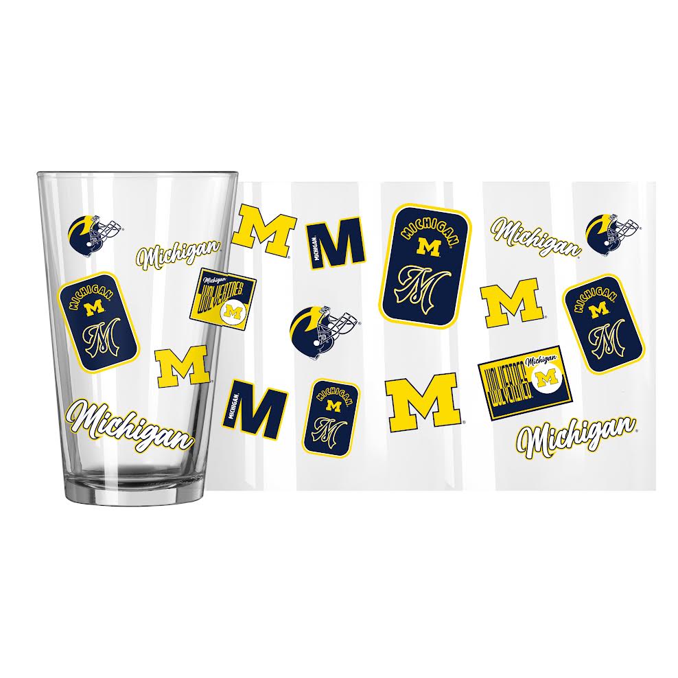 Michigan Wolverines Dreamweave Design 16oz Pint Glass