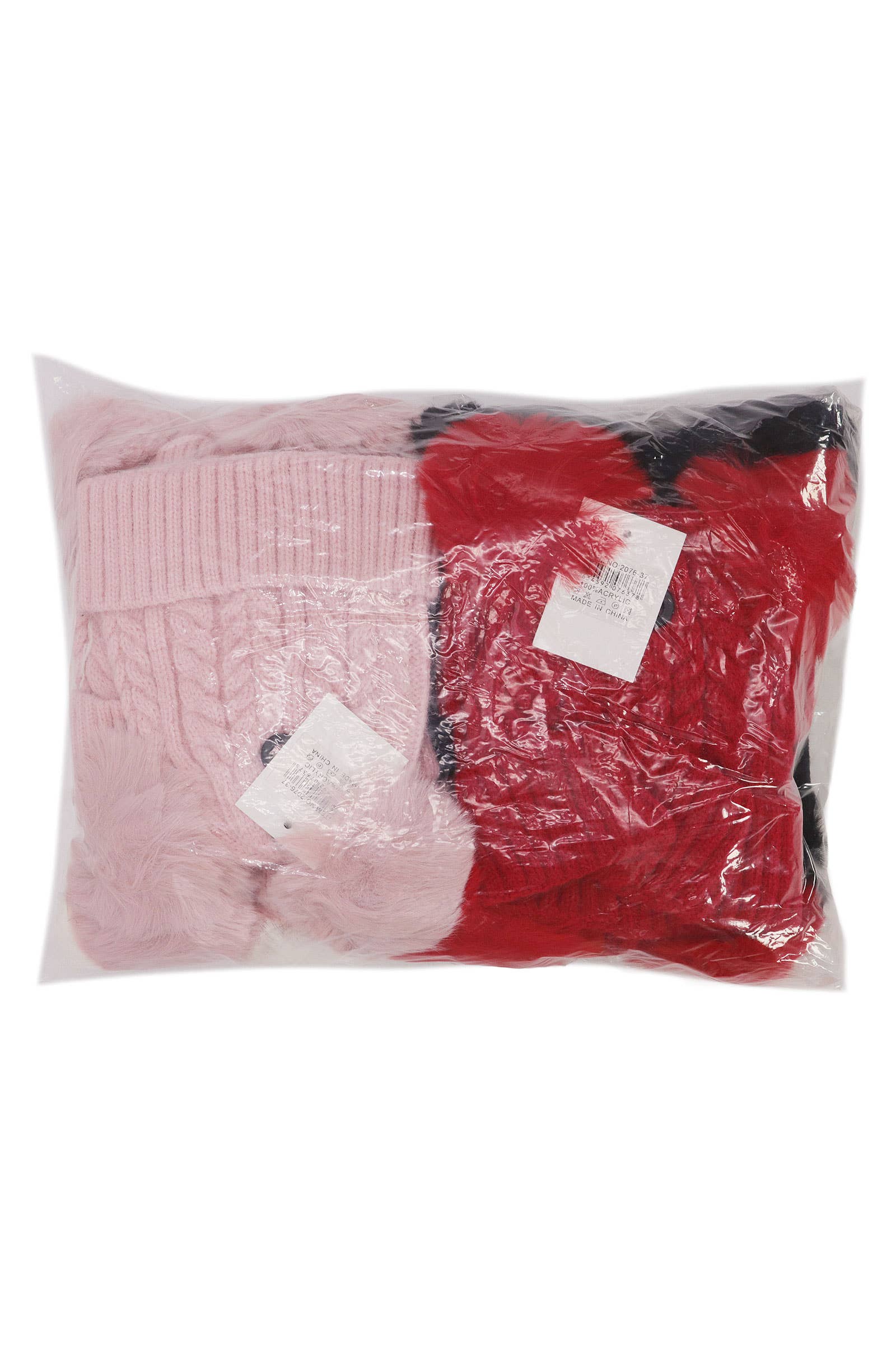 Toddlers Cable Knitted Double Pom Pom Beanie